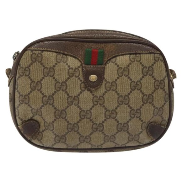 GUCCI GG Supreme Web Sherry Line Shoulder Bag PVC Beige 156 02 066 Auth BD867 - Picture 2 of 16